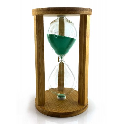 Часы песочные бамбуковые 60 мин бирюзовый песок (19х11х11 см)
