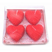 Свечи красные Сердечки (4 шт) (11,5х11х2,5 см)С Свечи красные Сердечки (4 шт) (11,5х11х2,5 см)С