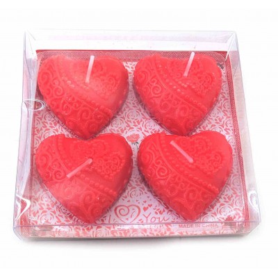 Свечи красные Сердечки (4 шт) (11,5х11х2,5 см)С Свечи красные Сердечки (4 шт) (11,5х11х2,5 см)С