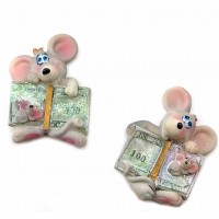 Магнит на холодильник Мышка с деньгами (40 шт/уп)