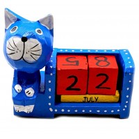 Вечный календарь Кот деревянный (11х9х4 см)