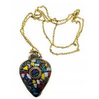 Аромакулон Сердце бронзовый инкрустирован камнями (5,5х4,5х2 см)