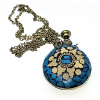 Аромакулон Солнце бронзовый инкрустирован бирюзой (5,5х4,5х2 см)