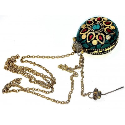 Аромакулон Солнце бронзовый инкрустирован малахитом и кораллами (5,5х4,5х2 см) Аромакулон Солнце бронзовый инкрустирован малахитом и кораллами (5,5х4,5х2 см)