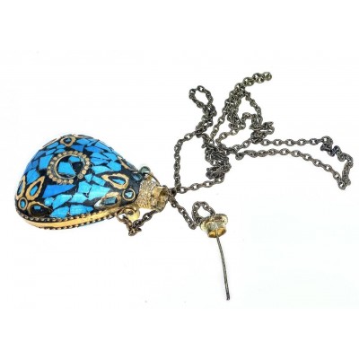 Аромакулон бронзовый инкрустирован бирюзой (5,5х4,5х2 см) Аромакулон бронзовый инкрустирован бирюзой (5,5х4,5х2 см)