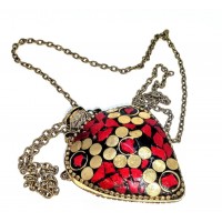 Аромакулон бронзовый инкрустирован бирюзой и кораллами (5,5х4,5х2 см)