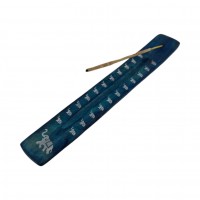 Подставка под благовония Слоны деревянная бирюзовая (26х4х1 см)