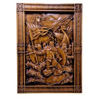 Панно  Святослав,резное ,отделанное патиной и лаком  (28,5х27,5х2,4 см) массив дерева.