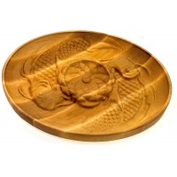 Менажница деревянная Карпы и Лотос (28,5х25х2 см) массив дерева