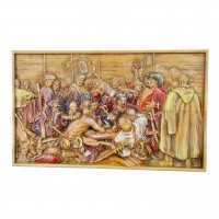 Панно Козаки пишут письмо турецкому султану массив дерева,резное,расписано вручную (48,5х29х2,4см)