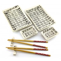 Сервиз для суши Иероглифы на белом фоне (2 персоны)(28х28,3х3,5 см)K