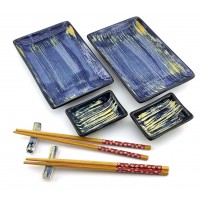 Сервиз для суши Желто синий (2 персоны)(28х28,3х3,5 см)