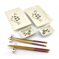 Сервиз для суши Сакура на белом фоне (2 персоны)(28х28,3х3,5 см)U Сервиз для суши Сакура на белом фоне (2 персоны)(28х28,3х3,5 см)U