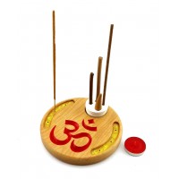 Подставка под благовония  Ом (d14смh1,8см) массив дерева ,резная покрыта эмалью и лаком.