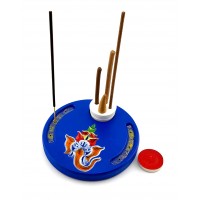 Подставка под благовония синяя Ганеша,(d14смh1,8см) массив дерева, резная покрыта эмалью и лаком Подставка под благовония синяя Ганеша,(d14смh1,8см) массив дерева, резная покрыта эмалью и лаком