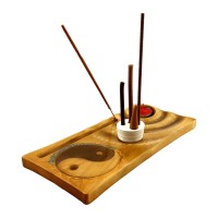 Подставка под благовония  Инь-янь (24,5×12×1,8см) массив дерева ,резная покрыта эмалью и лаком