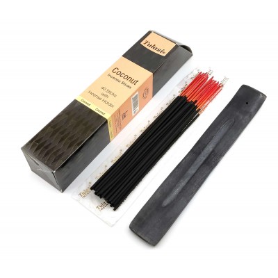 Coconut 40 Stiks with Incense Holder (Благовония 40 штук с деревянной подставкой)(Tulasi) Coconut 40 Stiks with Incense Holder (Благовония 40 штук с деревянной подставкой)(Tulasi)