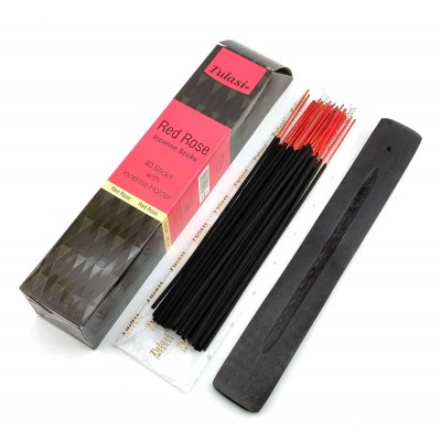Red Rose 40 Stiks with Incense Holder (Благовония 40 штук с деревянной подставкой)(Tulasi) Red Rose 40 Stiks with Incense Holder (Благовония 40 штук с деревянной подставкой)(Tulasi)