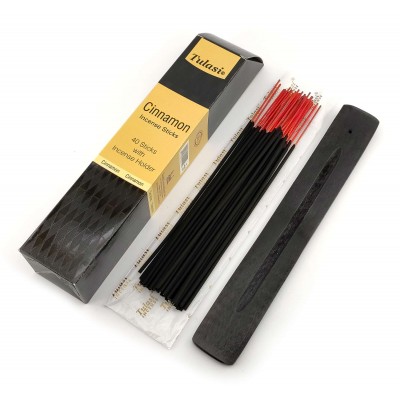 Cinnamon 40 Stiks with Incense Holder (Благовония 40 штук с деревянной подставкой)(Tulasi) Cinnamon 40 Stiks with Incense Holder (Благовония 40 штук с деревянной подставкой)(Tulasi)