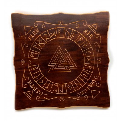 Рунический алтарь Эксклюзивный на английском языке (29×29×1,8 см), массив дерева, резной