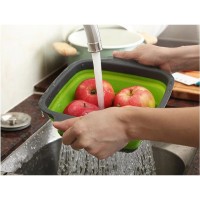 Дуршлаг силиконовый складной с ручками прямоугольный зеленый (23,5х18,5х7 см) Дуршлаг силиконовый складной с ручками прямоугольный зеленый (23,5х18,5х7 см)