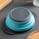 Дуршлаг силиконовый складной с ручками круглый синий (300х240х175 мм)