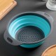 Дуршлаг силиконовый складной с ручками круглый синий (300х240х175 мм)