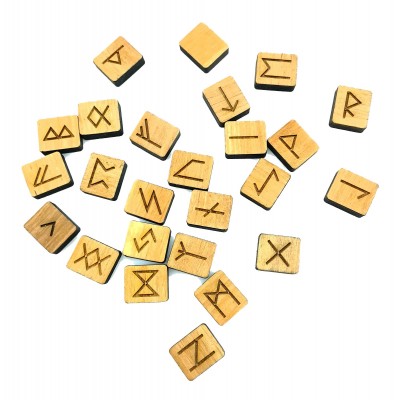 Руны Скандинавские светлые, 25 рун (2,1×1,8×0,6 см) ,массив дерева