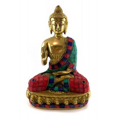 Будда бронзовый бирюза, кораллы (19,5х 12,8 х8 см)