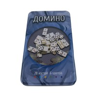 Домино в синем металлическом боксе  ( 19 х11,5 х3,5 см)