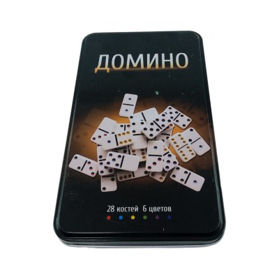 Домино в черном металлическом боксе  ( 19 х11,5 х3,5 см)