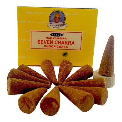 Seven Chakra Dhoop Cone (Седьмая Чакра)(Satya) 12 конусов в упаковке Seven Chakra Dhoop Cone (Седьмая Чакра)(Satya) 12 конусов в упаковке
