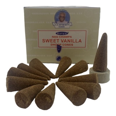 Sweet Vanilla Dhoop Cone (Сладкая Ваниль)(Satya) 12 конусов в упаковке Sweet Vanilla Dhoop Cone (Сладкая Ваниль)(Satya) 12 конусов в упаковке