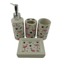 Набор для ванной керамический Розовый Фламинго Набор для ванной керамический Розовый Фламинго
