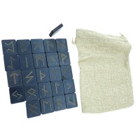 Руны Скандинавские темные, 25 рун (3,1×2,7×0,7 см) с мешочком ,массив дерева