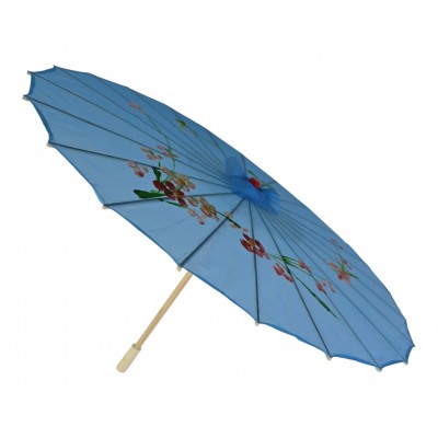 Зонтик из бамбука и шелка голубой ( 55х 82 см) Зонтик из бамбука и шелка голубой ( 55х 82 см)