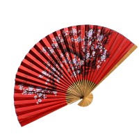 Веер настенный Сакура на красном фоне ткань (122х6х 211 см)