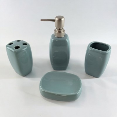 Набор для ванной сине-серый керамический (23х21х11 см)