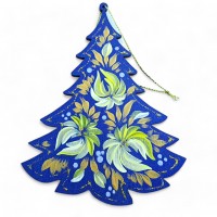 Крафтовая новогоднее украшение Подвеска елочка(135*100*4мм).Деревяная елочка, расписано вручную.