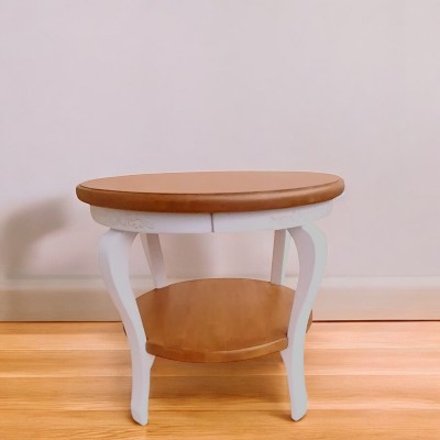 Кофейный,журнальный столик Молочный прованс(d-530mm,h-480mm).