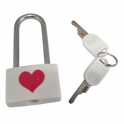 Замок для влюбленных белый Сердце (7х 3,3х1,1 см). Замок для влюбленных белый Сердце (7х 3,3х1,1 см).
