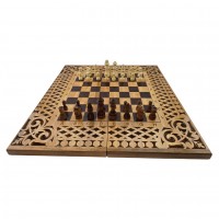 Нарды-шахматы-шашки (56×28×6 см),резные,деревянные,с фигурами и фишками массив дерева