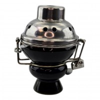 Чашка для кальяна керамическая с металлической крышкой черная (9х5,7 см)