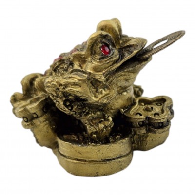 Жаба Фэн-Шуй для привлечения богатства с монетой Золотая Жаба Благополучия (3,2х4,8х3,8 см)