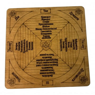 Таблица для работы с маятником Любовной магии, на украинском языке  светлая (18х18х0,4 см)