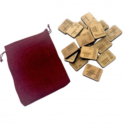 Руны Кельтские руны Огам(руны Друидов) светлые, 20 рун (4,2х3,2х0,7 см) с мешочком , массив дерева