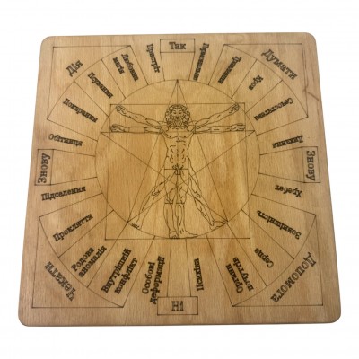 Таблица для работы с маятником Магические воздействия,на украинском языке,светлая (26×26×0,8 см)