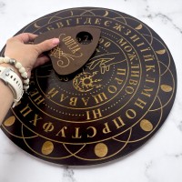 Спиритическая доска OUIJA Круглая темная на украинском языке (d=36,5см×0,8см)