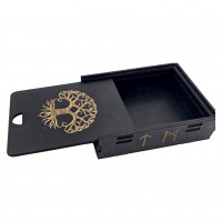 Шкатулка для скандинавских рун  Древо Жизни (14х10.5х4см), дерево покрыто темной эмалью.