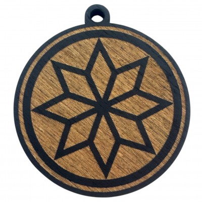 Оберег Алатырь,темный (d-4,5 см) дерево, покрыт эмалью.